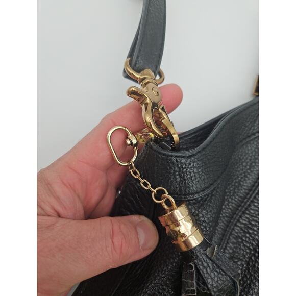 TORY BURCH Dakota Shoulder Bag Hobo Satchel Magnetic Fringe 22 x 17 - Picture 4 of 16